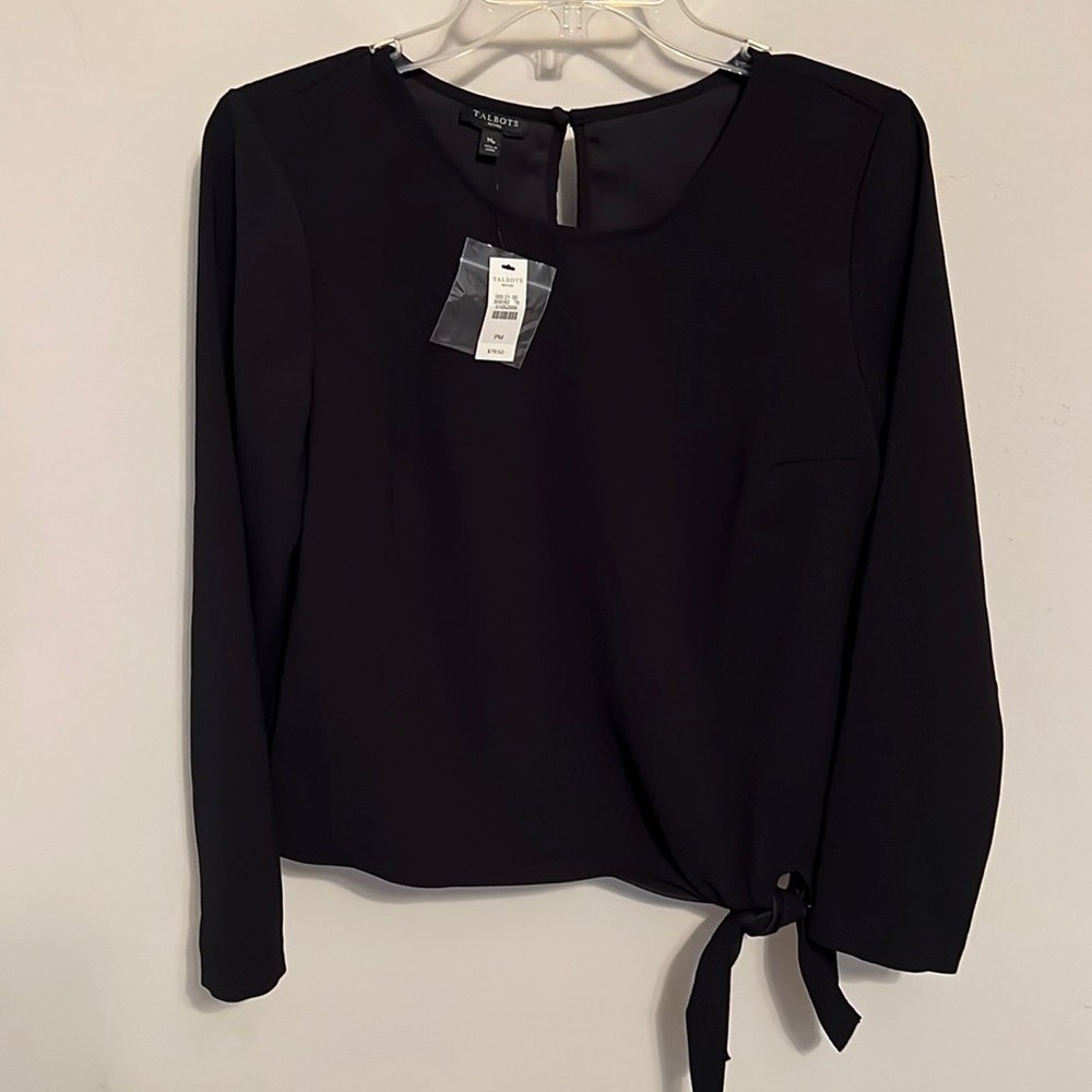 Talbots petite medium Black Long Sleeve Blouse